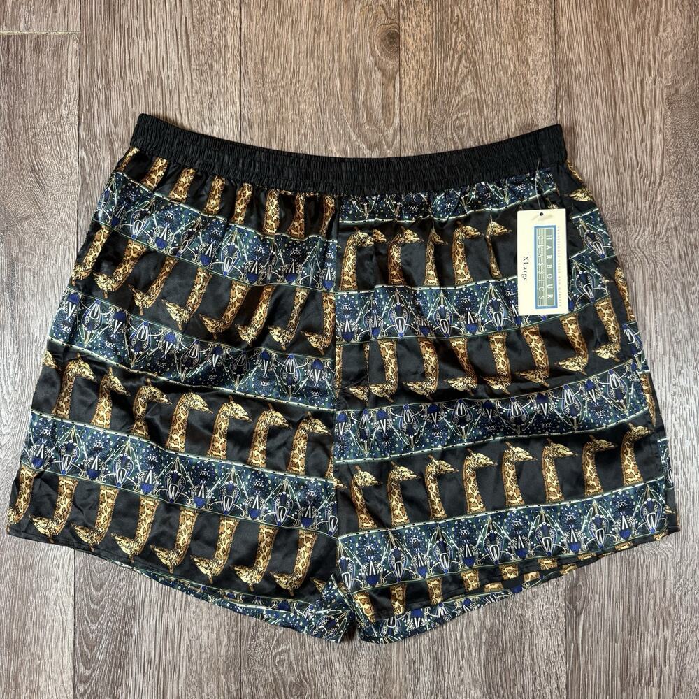 Harbour Classics 100% Silk Giraffe Boxer Shorts Size XL Black